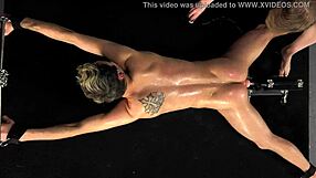 Gay twink gets his ass fucked while being a sex slave