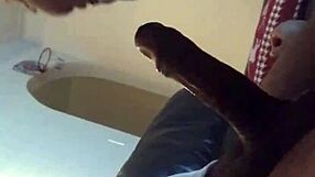 Beautiful black girl gives a rough blowjob to a big cock in a homemade video