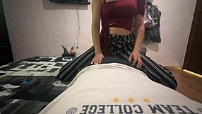 Young woman gives blow job to pay rent