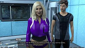 3D porn video with cum and big tits in a strip poker game in space