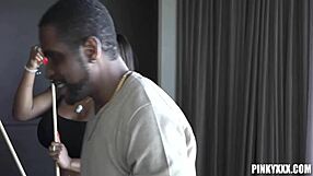 Two black beauties with great asses fuck in a hotel suite