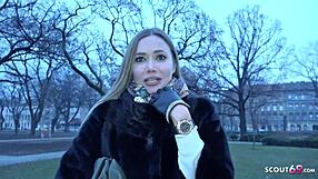 Public street casting turns into rough anal sex session
