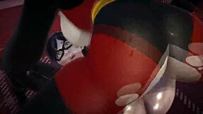 Double futa action with Violet Parr and Helen in 3D