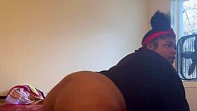 A big black cock cums on the ass of an ebony BBW in a homemade porn video