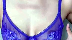 Steamy shower scene with a big-boobed Asian teen's solo masturbation