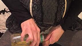 Dirty sissy gets drunk and pisses her pants