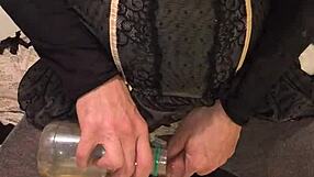 Dirty sissy gets drunk and pisses her pants