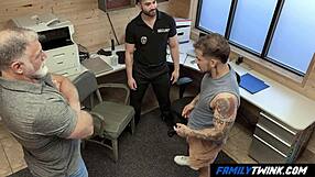 Gay twink gets disciplined at work by fake cop