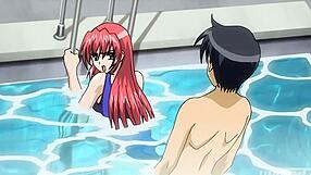 Step-sis and step-bro almost get caught in steamy pool scene