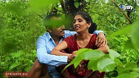 Beautiful Indian girlfriend enjoys outdoor sex in the rain