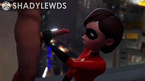 Helen Parr Gives Intense Rooftop Handjob in 3D Cartoon Scene
