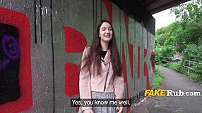 Artistic amateurs try out their skills with a blowjob and pussy play outdoors