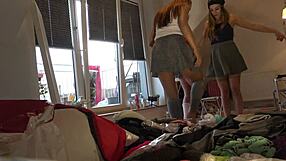 Cross dressing teen in skimpy lingerie and leggings