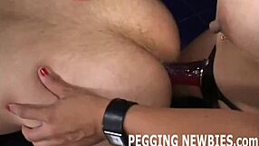 Bisexual action with a strapon for a rough ride
