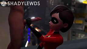 3D animated handjob with Helen Parr on the roof top