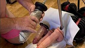 A gay sissy in the kitchen with bare feet has sex with toys