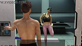 Beautiful milf with large breasts in a 3D animated porn video