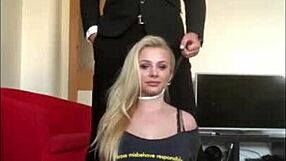 Busty brunette gets bound and face fucked by a dominant partner