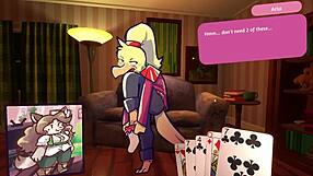 Furry strip poker game with cartoon characters