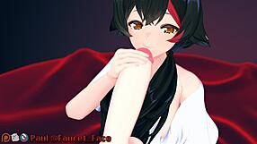 White girl sucks my cock in cartoon porn video