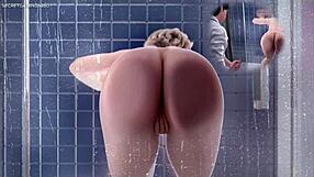 3D game of stepmom stuck and fucked in the shower