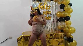 Hot executive's New Year's fantasy: tight pussy and big tits