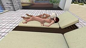 Three woman having sex with one man in Second Life