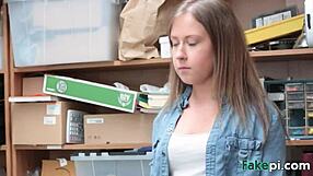 Office girl caught in the act and punished with a big cock