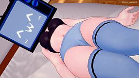 3D animated TV woman gets naughty in the bathroom