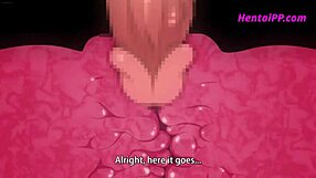 Big-boobed brunette gets a creampie in a 3some hentai
