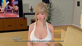 Beautiful girl with huge boobs in 3D cartoon game