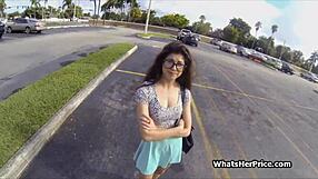 A homemade hardcore video of a cute and financially struggling teen who wears glasses and gets paid to have sex