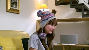Asian girlfriend with natural big tits masturbates