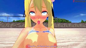 Beach babes in bikinis get naughty in this cartoon