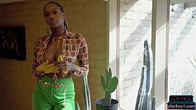 Nyla's big natural tits and black beauty shine through