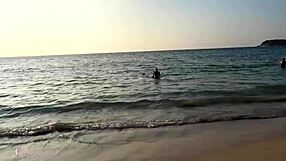 Big dick lover gets hot in public with beautiful blonde on the beach