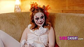 Pennywise the clown costume with stepsis for Halloween