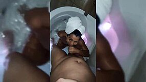 A mature woman has a bath with her step-nephew