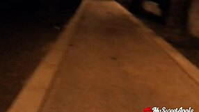 Pretty girl next door swallows it all outdoors