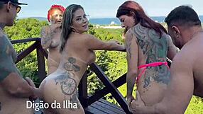 Big ass orgy in the great outdoors with naughty babes
