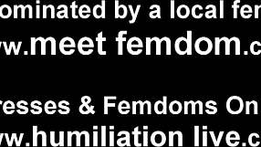 Femdom humiliation with a bisexual slave who sucks a huge cock