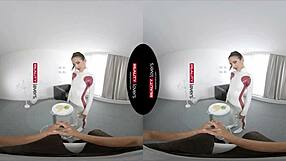 Petite latex clad android in virtual reality sex adventure