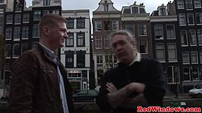 A tourist gets a blowjob and facial with a busty blonde prostitute