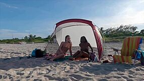 man, giving double handjob on public beach felt so wild