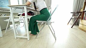 Amateur teacher has rough sex with Asian student in the classroom