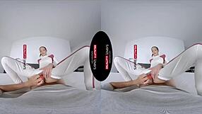 Petite latex clad android in virtual reality sex adventure