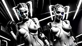A futuristic sex party with C23 robot whores