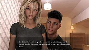 Steamy encounter with a hot cashier in a visual novel game
