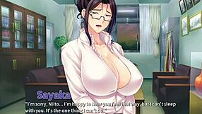 Mommy the teacher is naughty and gives anal sex in visual novel style