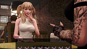 Beautiful women with big boobs and big nipples in a threesome in anime porn video